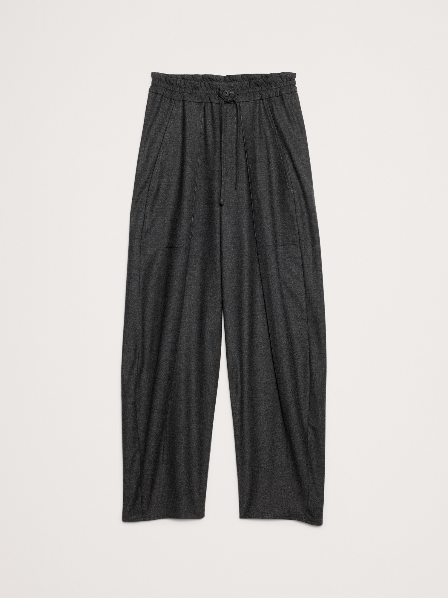 Image number 8 showing, High-Rise Pleated Barrel Flannel Pull-On Pant