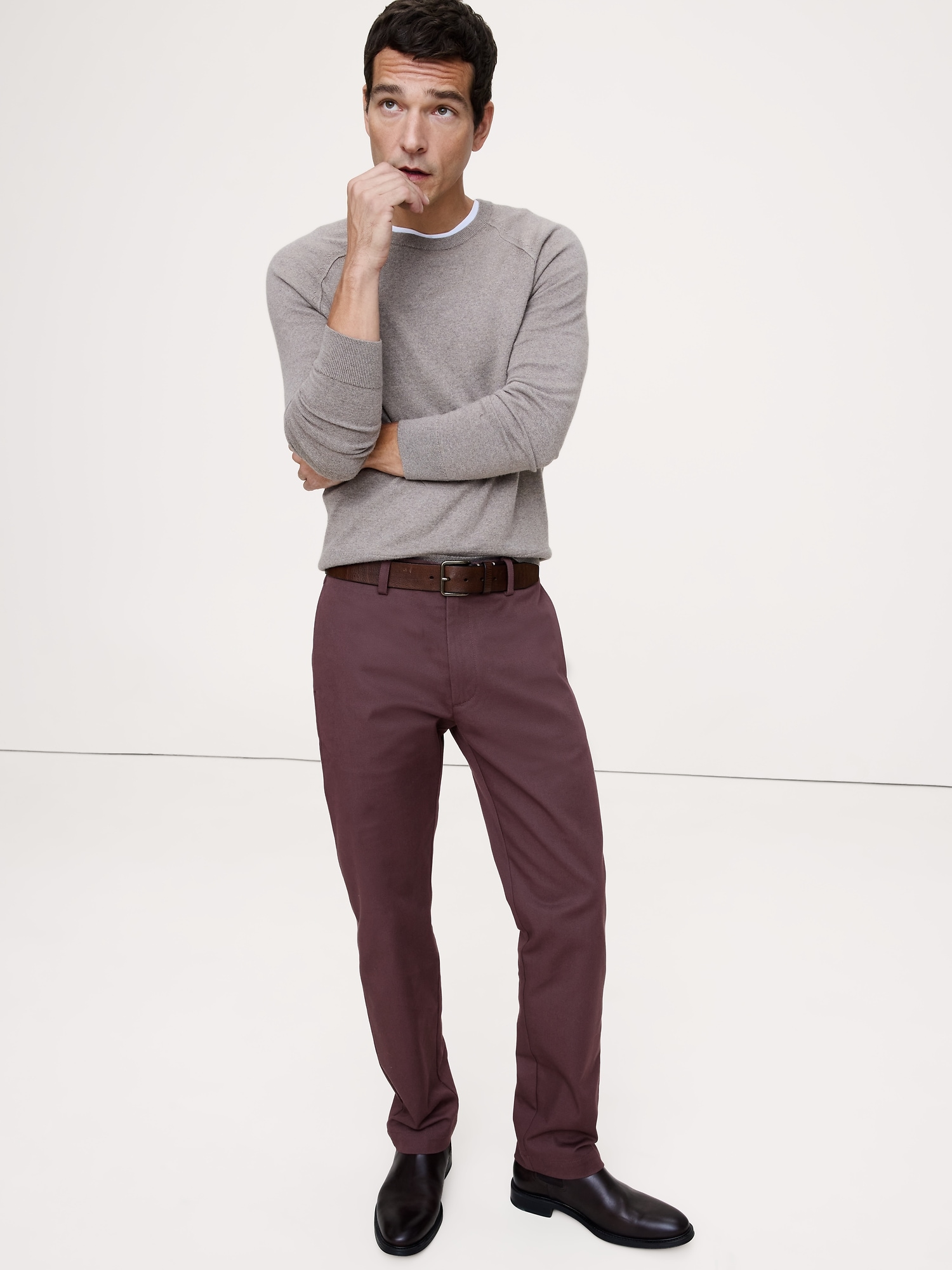 Straight Italian-Stretch Chino - Purple Plum