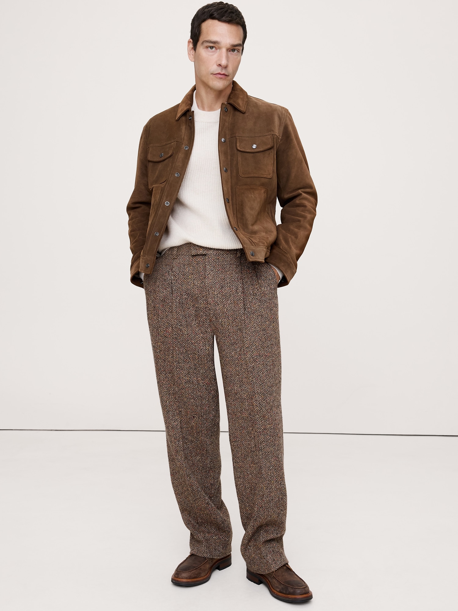 Image number 4 showing, Relaxed Pleated Italian Herringbone Pant