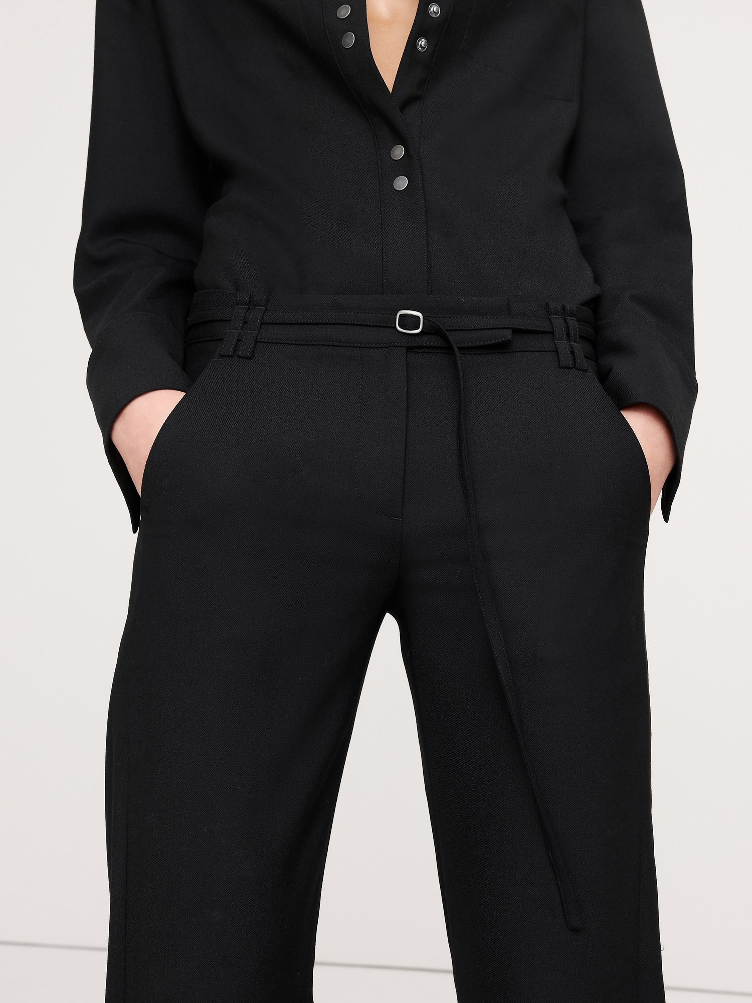 Image number 3 showing, Mid-Rise Bootcut Wool-Blend Flannel Pant
