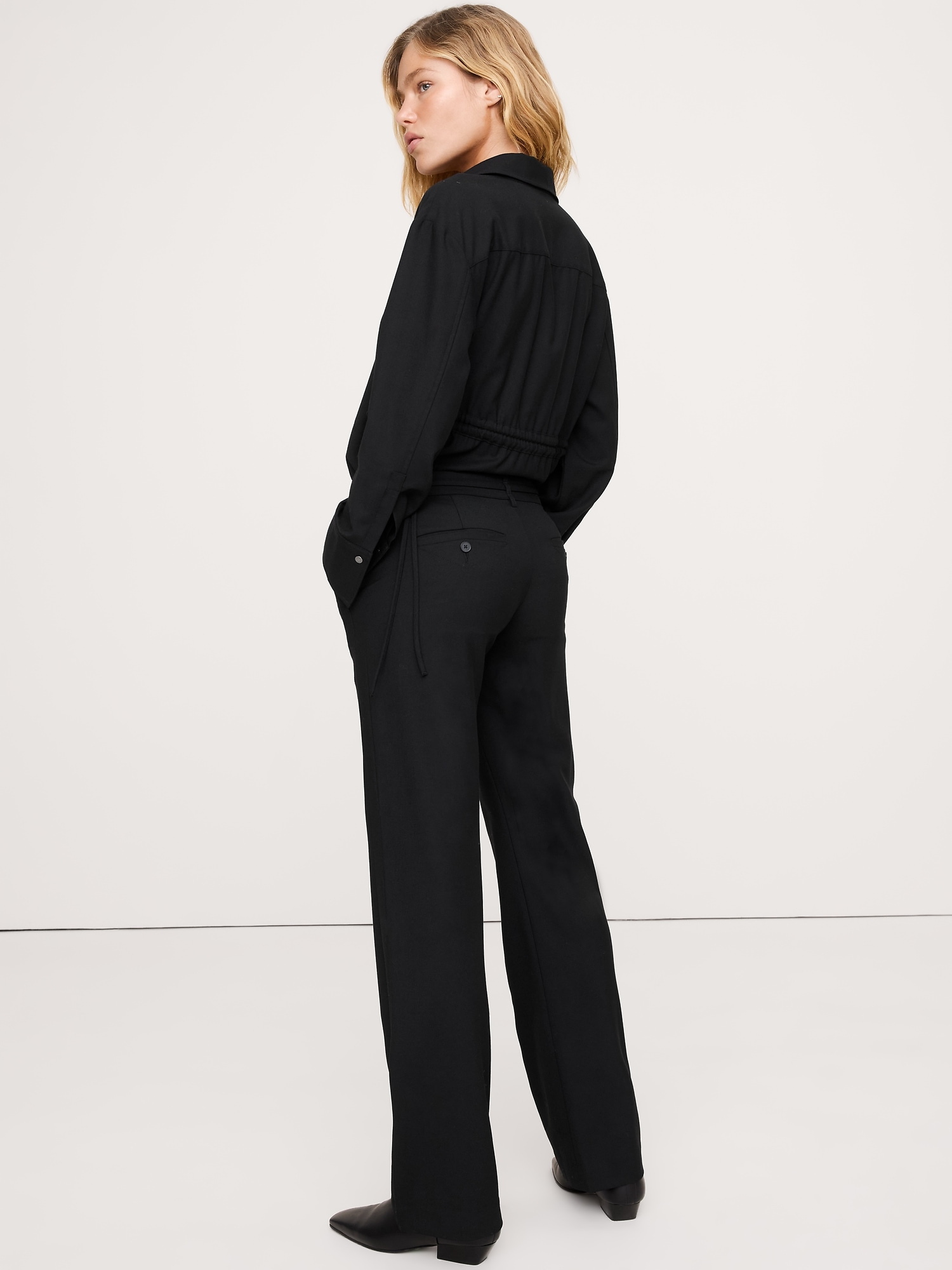 Image number 2 showing, Mid-Rise Bootcut Wool-Blend Flannel Pant