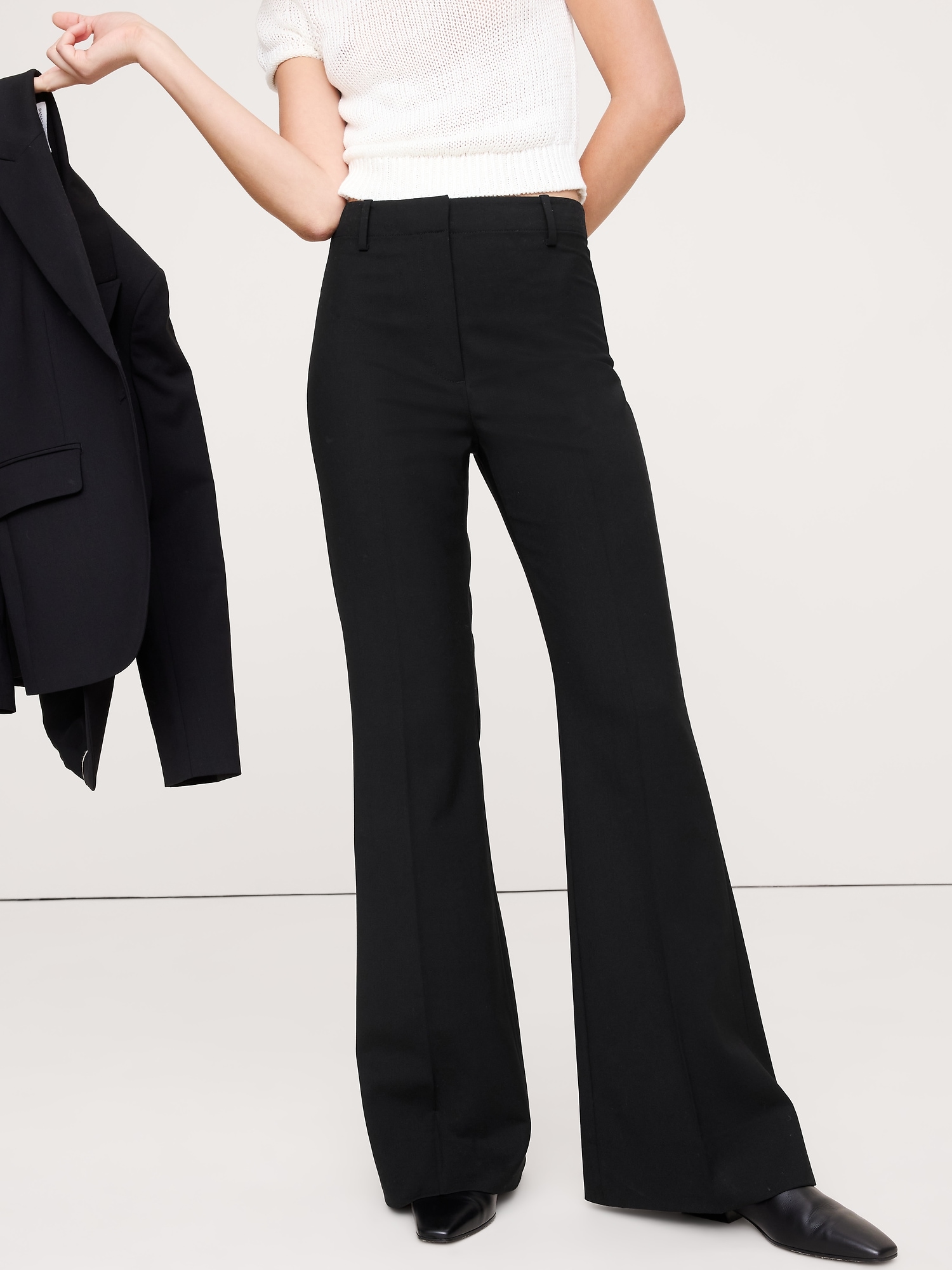 Image number 4 showing, High-Rise Flare Italian Wool Pant