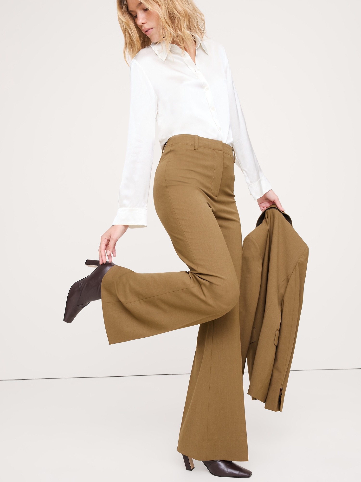 Image number 6 showing, High-Rise Flare Italian Wool Pant