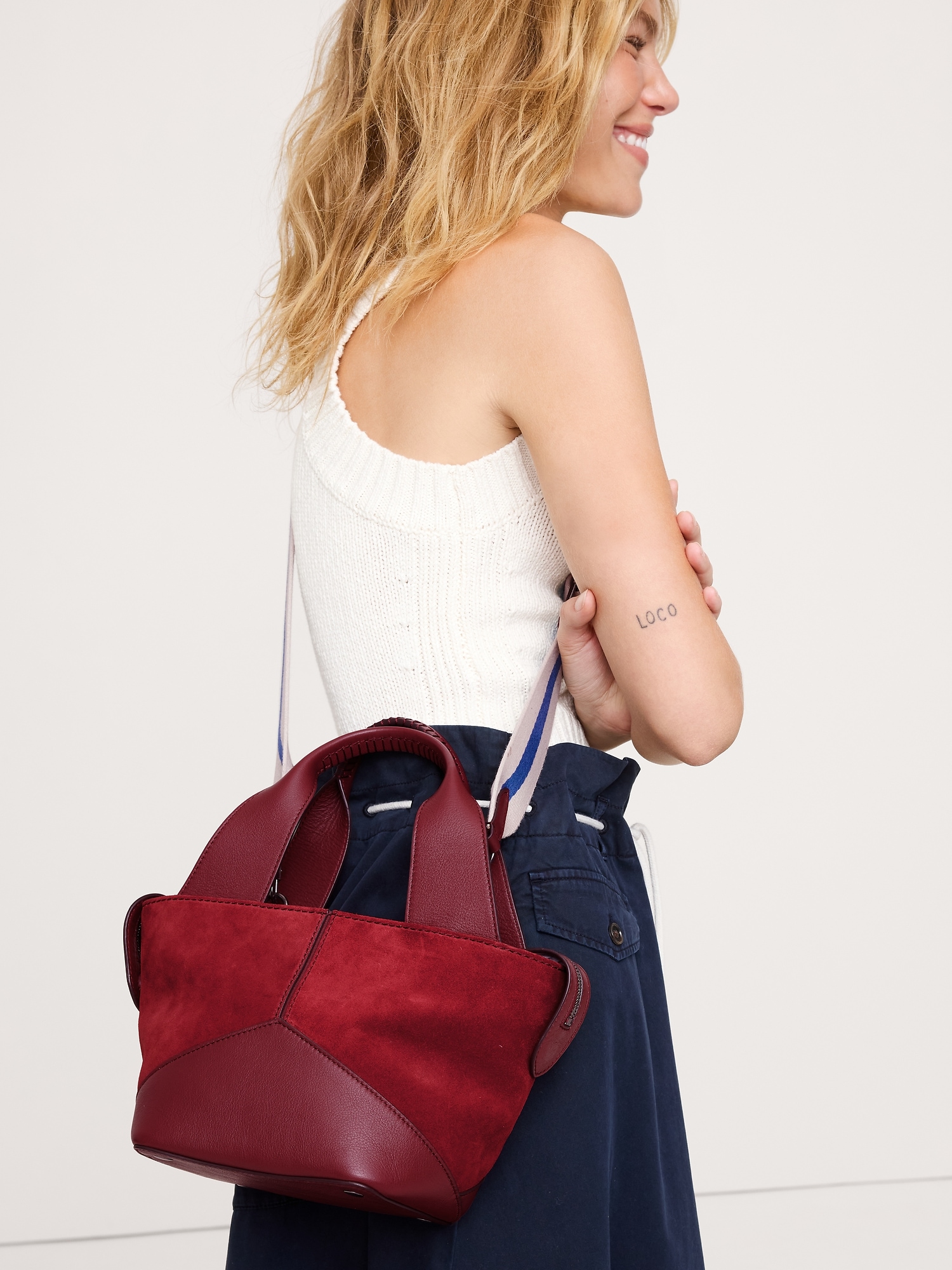 Image number 7 showing, Leather & Suede Mini Zip Tote