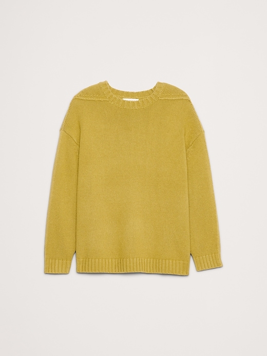 Oversized Merino-Cotton Crew-Neck Sweater | Banana Republic