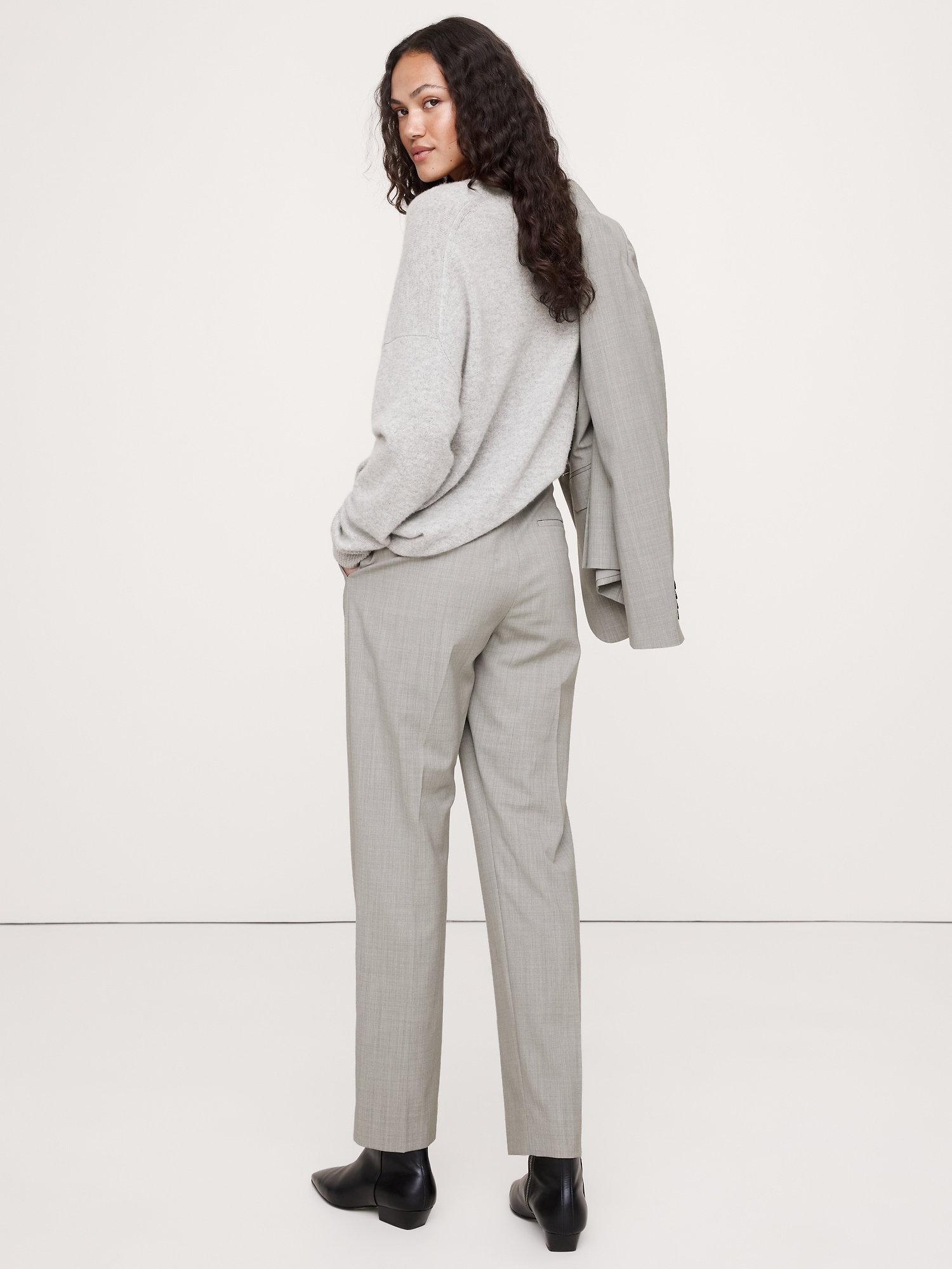 Image number 3 showing, High-Rise Slim Italian Wool Ankle Pant