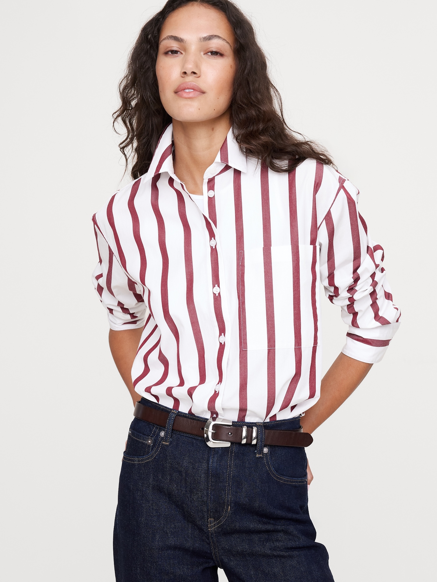 The Oversized Shirt - Red Stripe