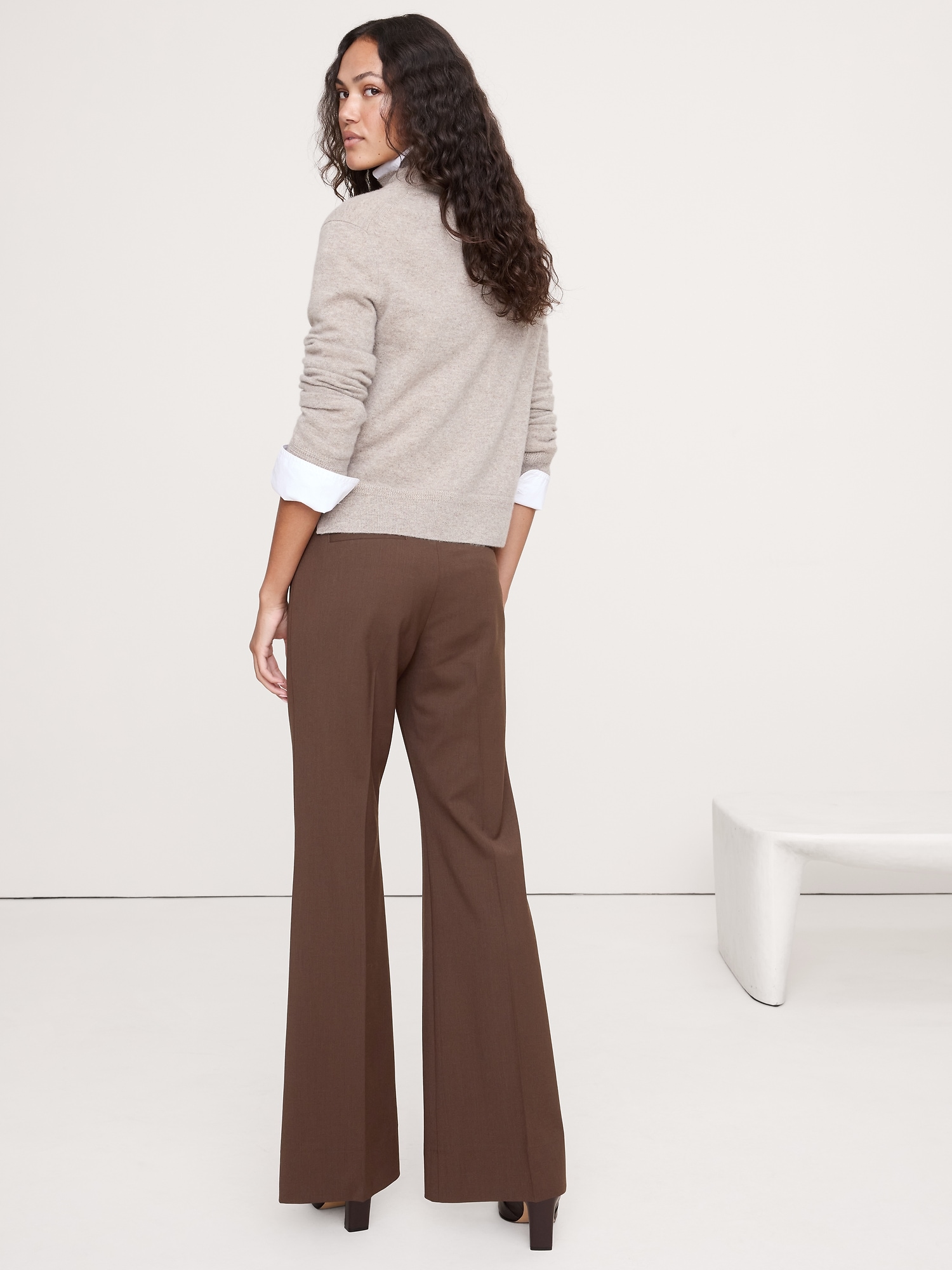 Image number 3 showing, High-Rise Flare Italian Wool Pant