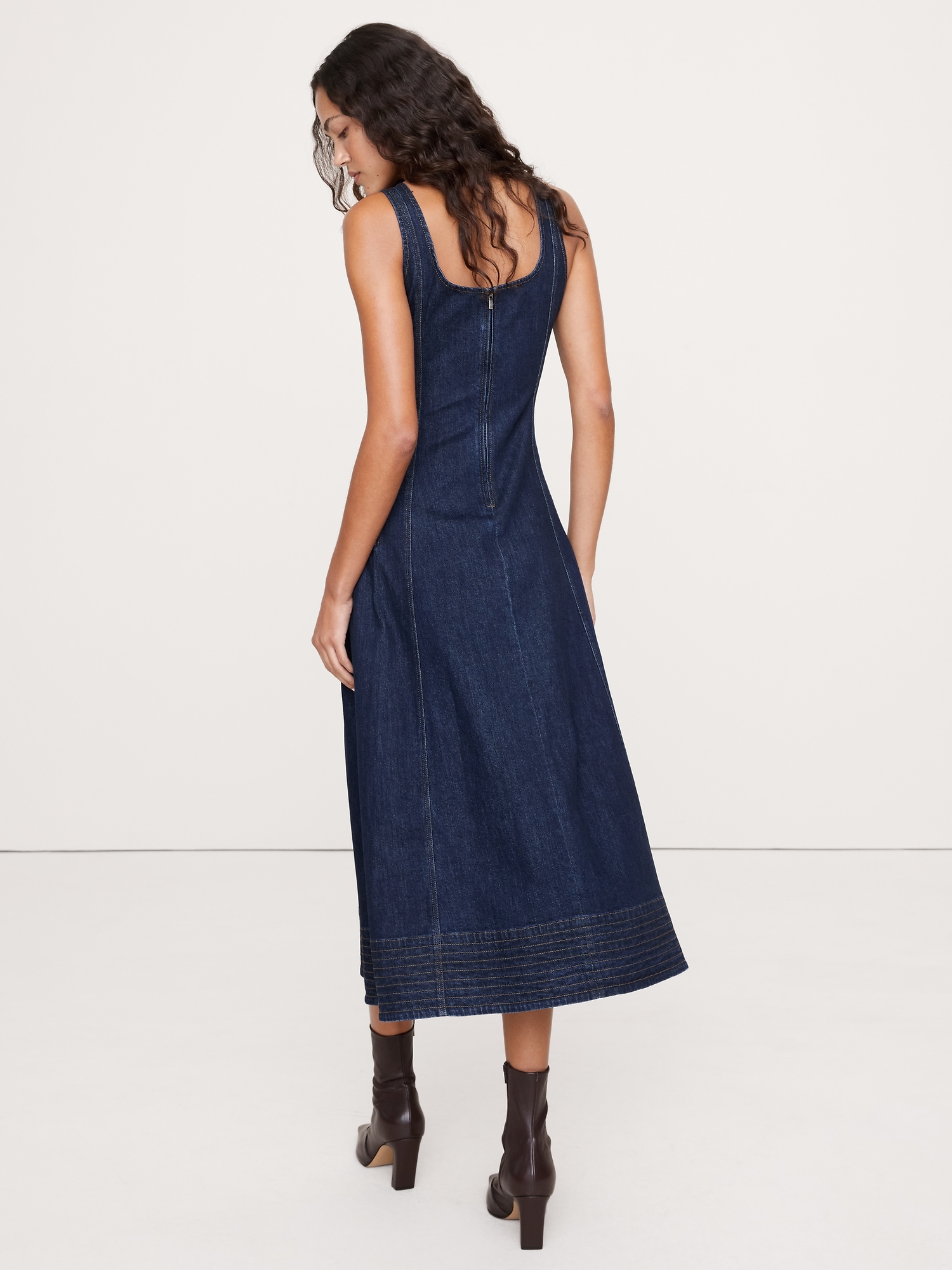 Image number 2 showing, Denim Scoop-Neck Midi Dress