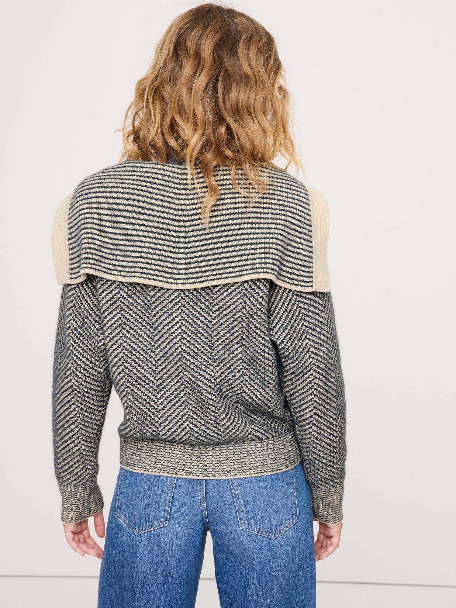 Image number 2 showing, Herringbone Jacquard Sailor Sweater