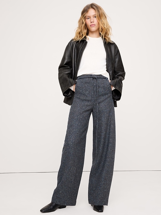 Ultra-High Rise Relaxed Barrel Donegal Pant | Banana Republic