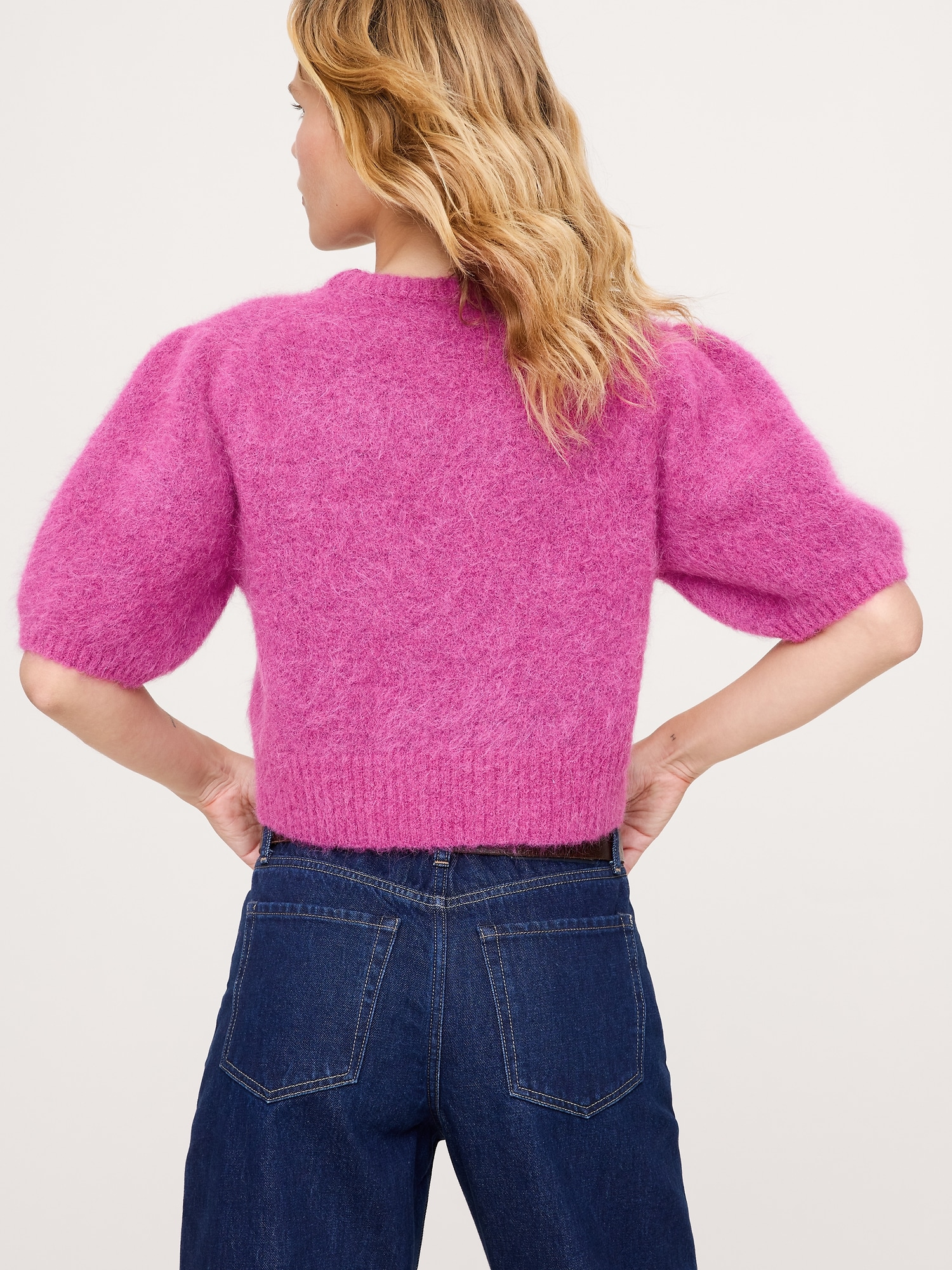Image number 2 showing, Fuzzy Alpaca-Blend Puff-Sleeve Sweater