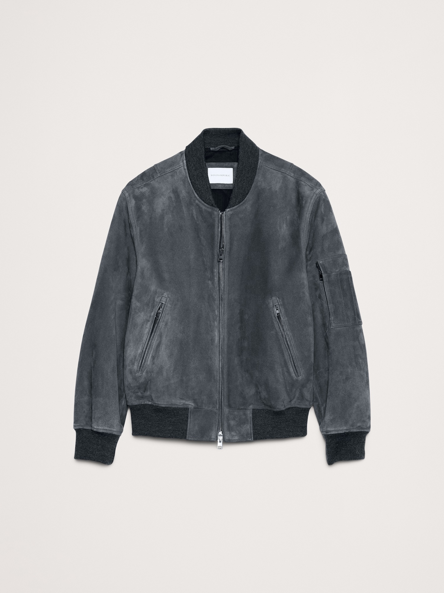 Мужская куртка Banana Republic Suede Bomber Jacket with Quilted Lining, цвет: Сумеречный серый — фото 4