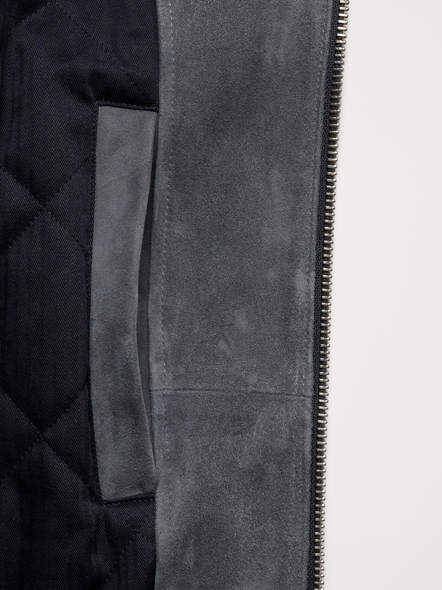 Мужская куртка Banana Republic Suede Bomber Jacket with Quilted Lining, цвет: Сумеречный серый — фото 5
