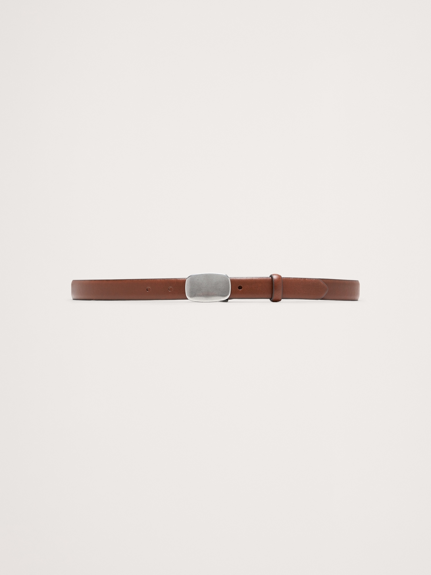 Leather Plaque-Buckle Belt