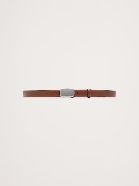 Leather Plaque-Buckle Belt
