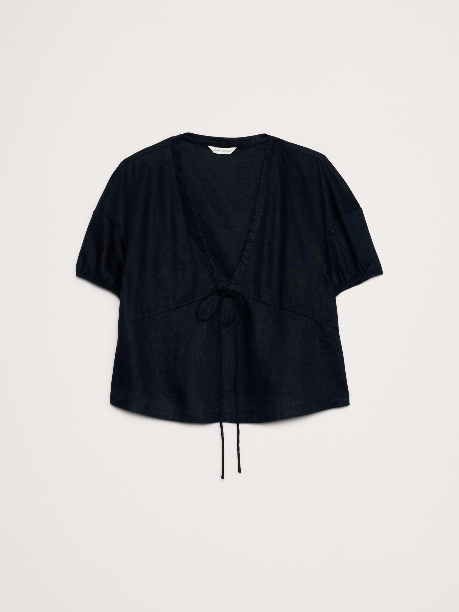 Image number 7 showing, Linen Tie-Front V-Neck Top