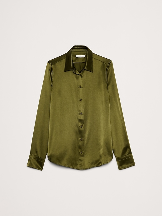 slim fit dress slacks Silk Shirt / Mint Green M