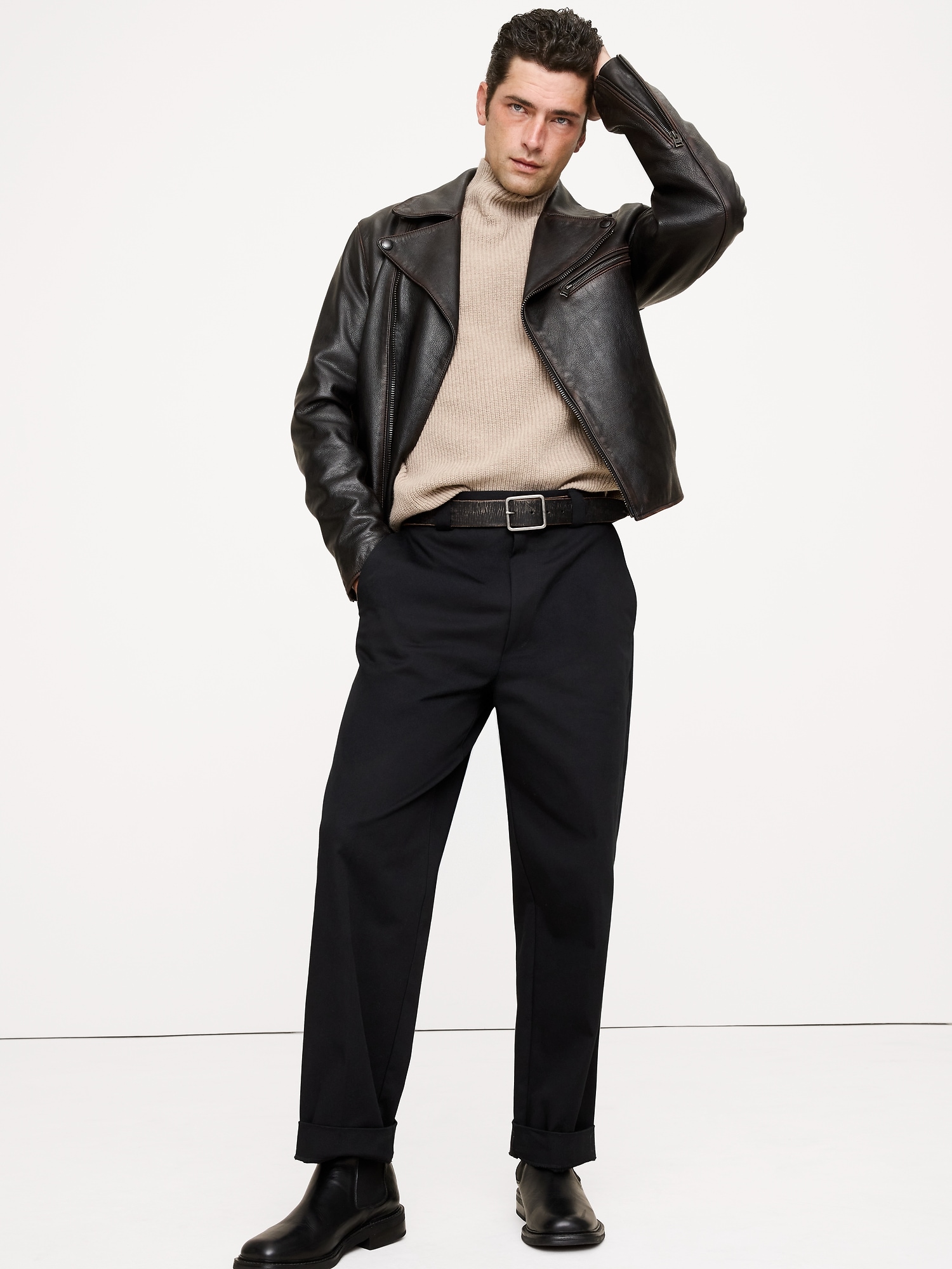 Leather Moto Jacket - Espresso Brown