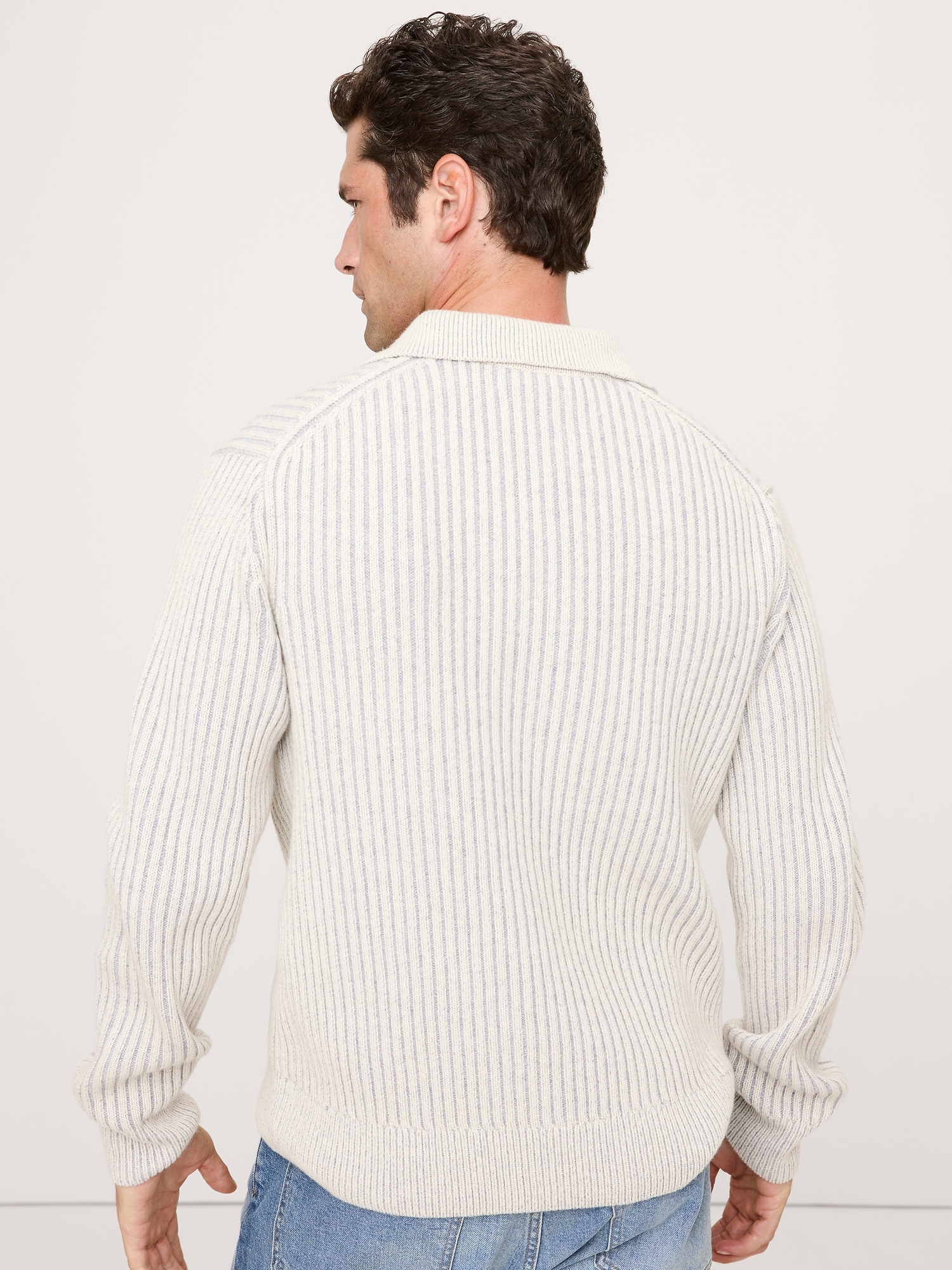 Image number 2 showing, Merino-Cotton Ribbed Sweater Polo