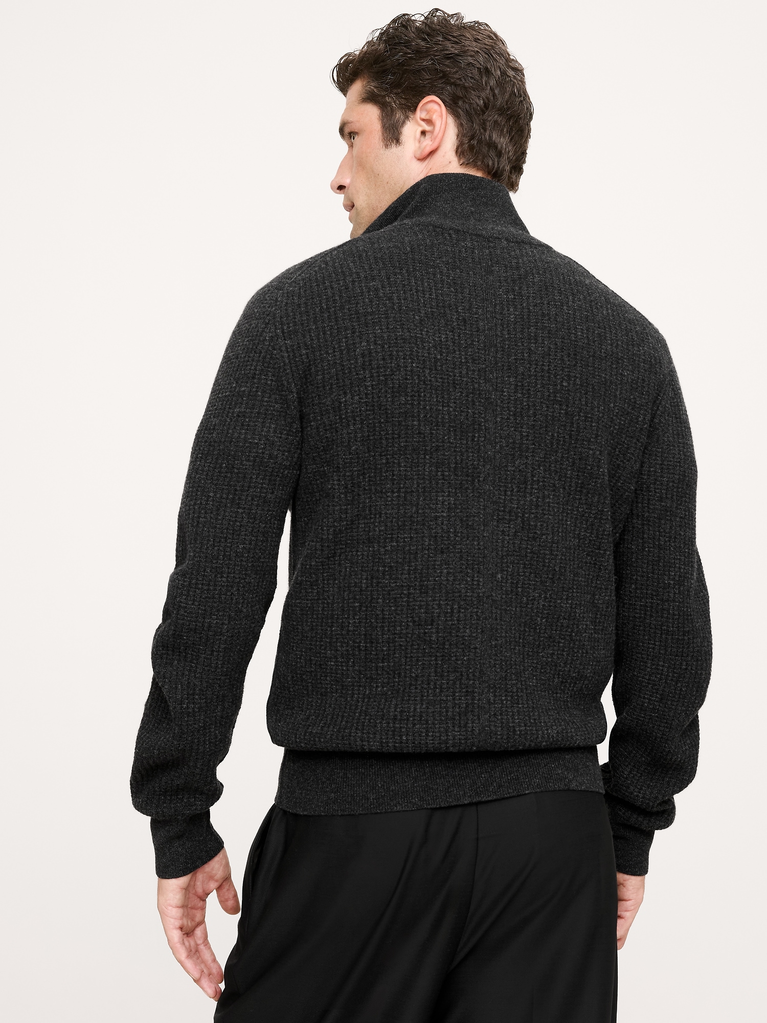 Image number 3 showing, Italian Merino-Cashmere Half-Zip Sweater