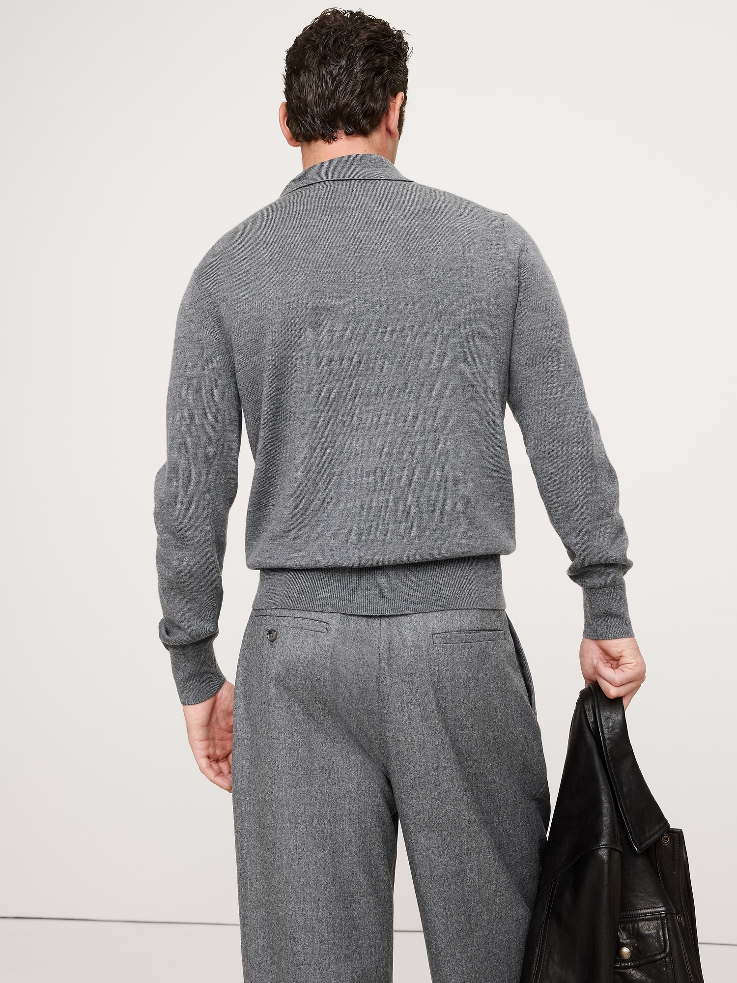 Image number 2 showing, Merino Johnny-Collar Sweater Polo