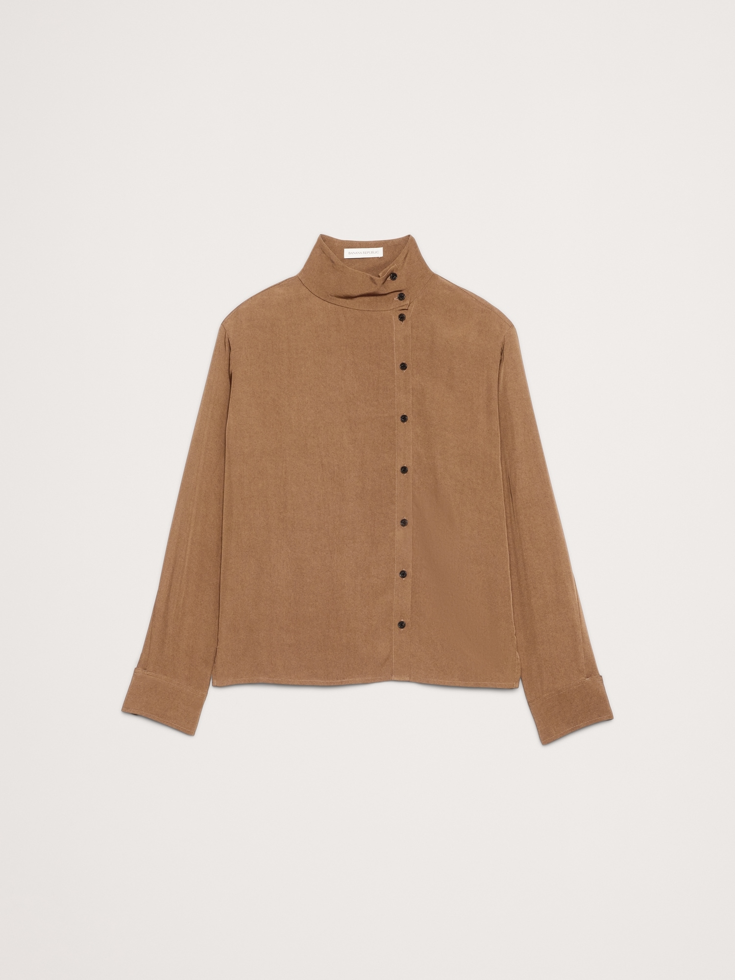 Image number 7 showing, Drapey Twill Asymmetrical Button-Front Blouse
