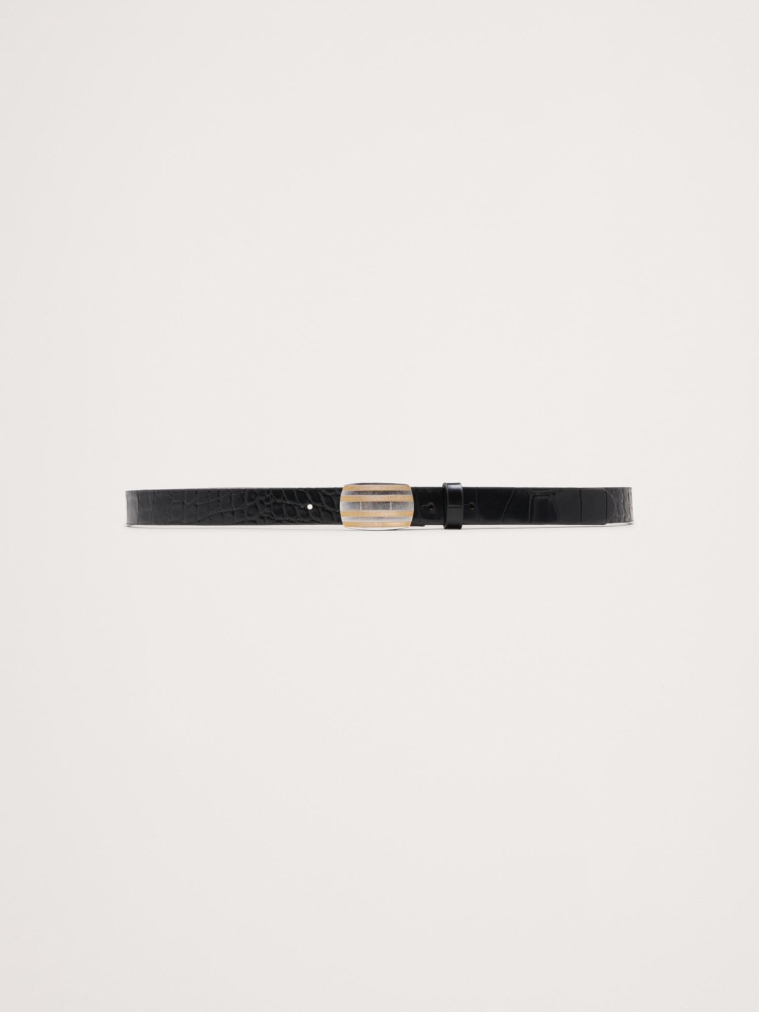 Embossed Leather Plaque-Buckle Belt
