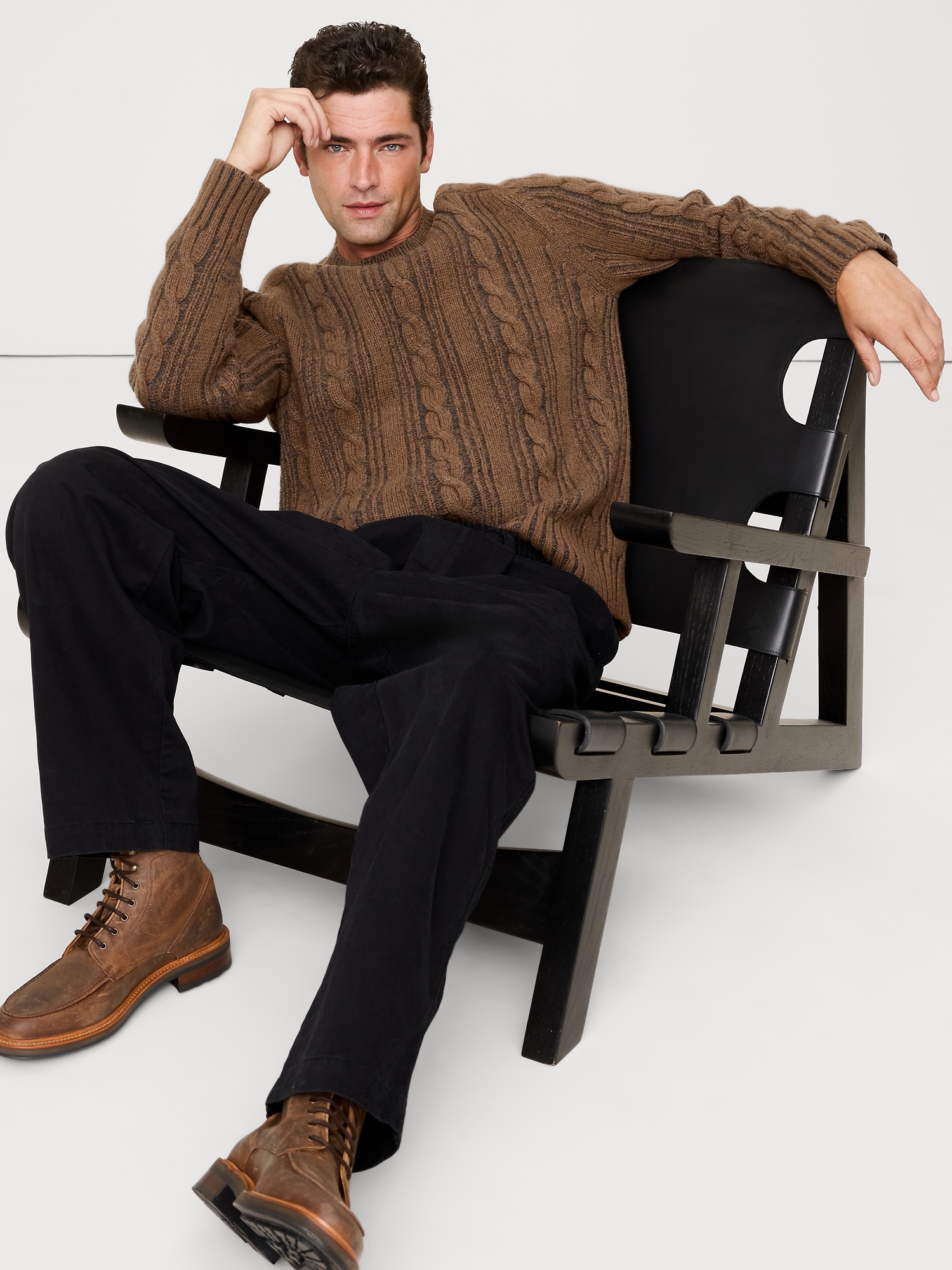 Image number 4 showing, Italian Merino-Blend Cable-Knit Sweater