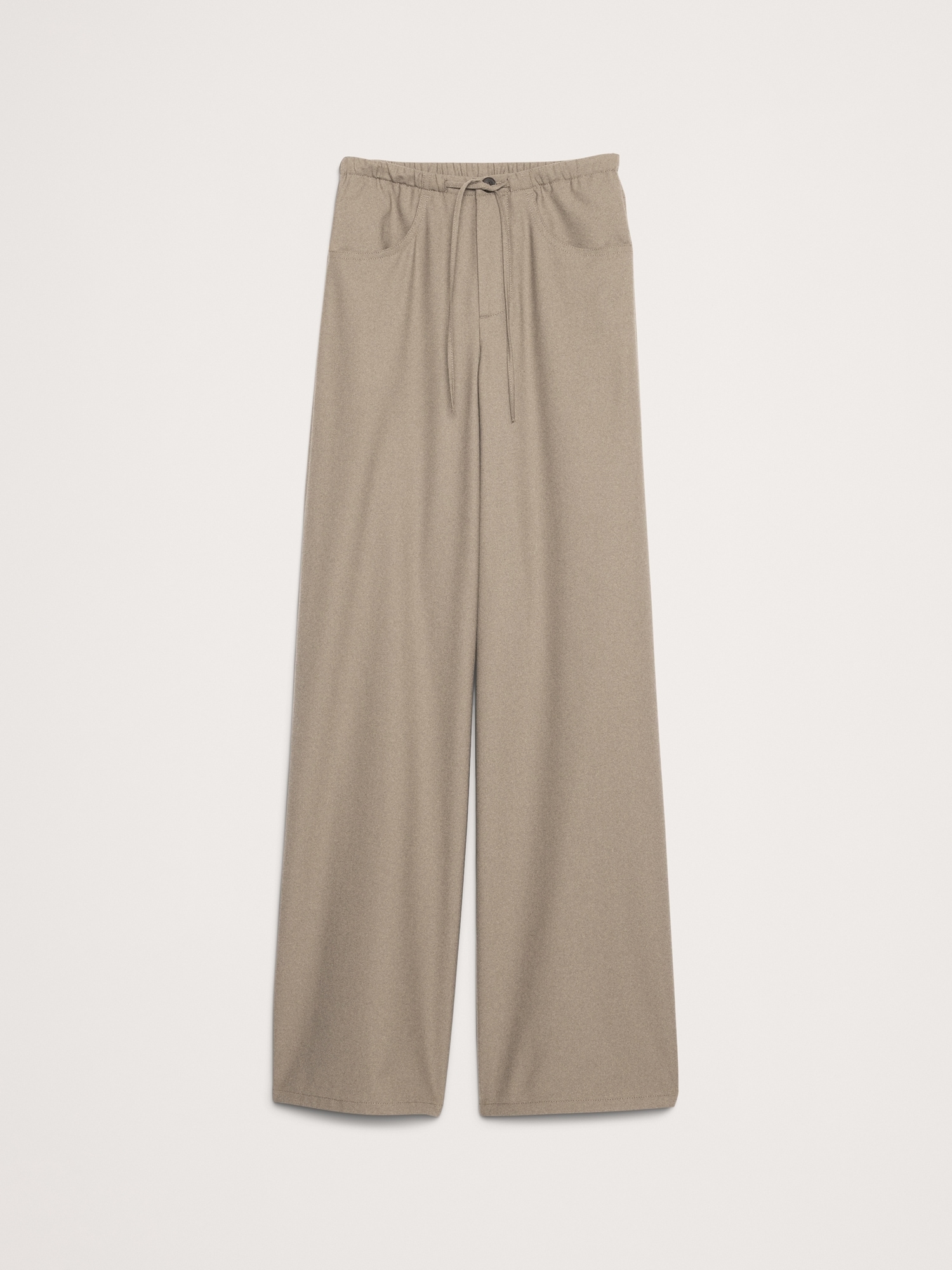 Image number 5 showing, Mid-Rise Wide-Leg Flannel Drawstring Pant