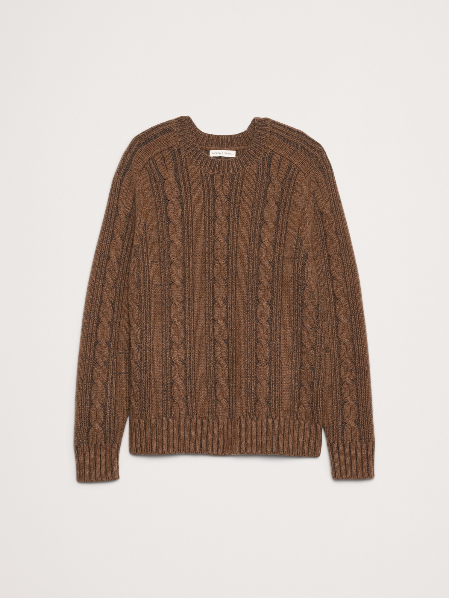 Мужской свитер Banana Republic Italian Merino-Blend Cable-Knit, цвет: Коричневый — фото 4