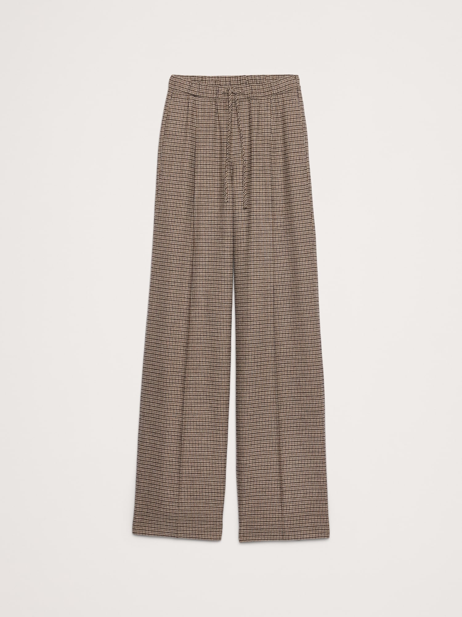 Image number 7 showing, Mid-Rise Wide-Leg Flannel Drawstring Pant