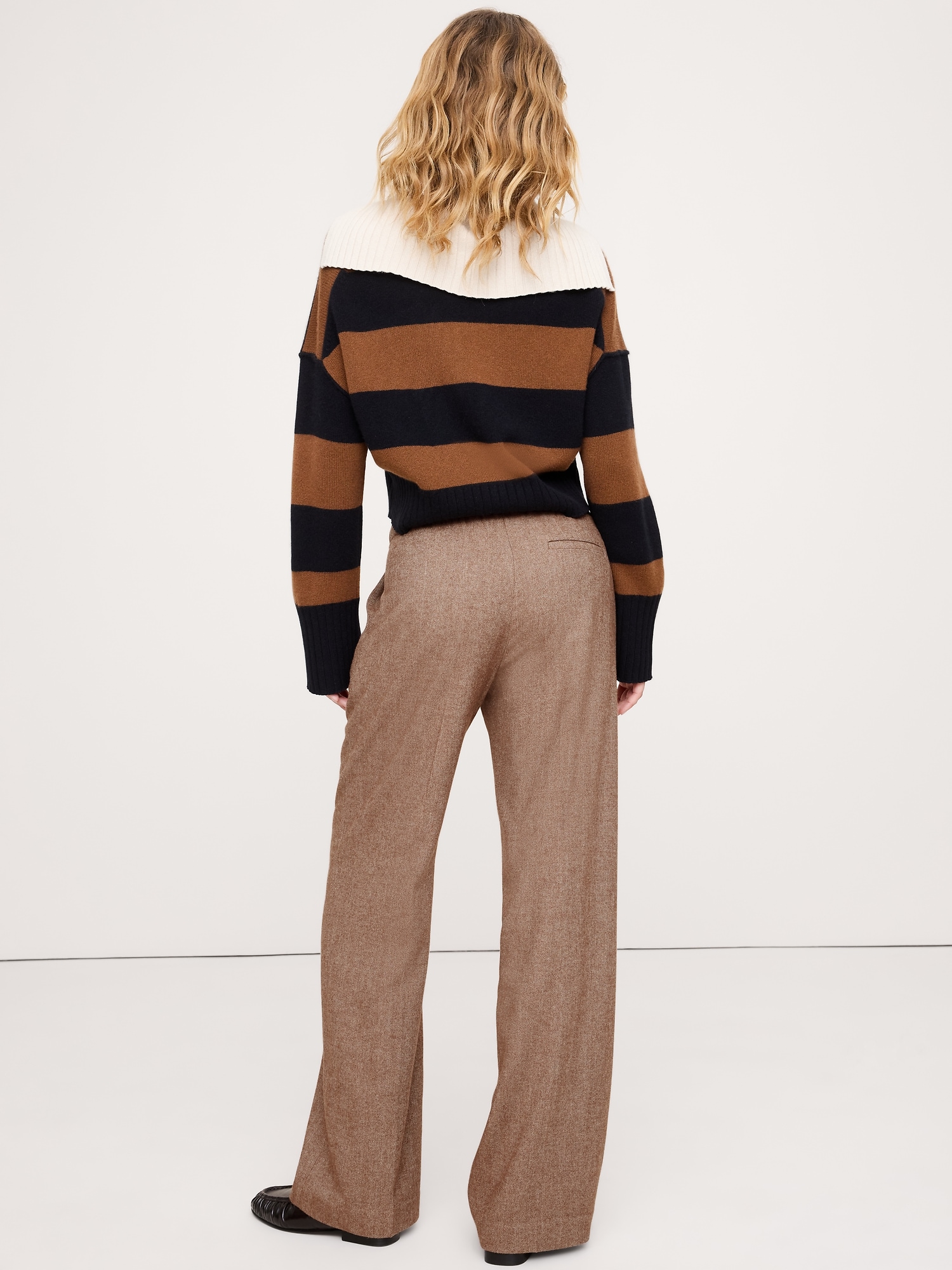 Image number 2 showing, Mid-Rise Wide-Leg Flannel Drawstring Pant