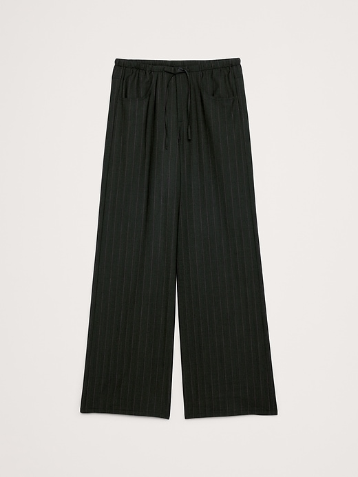 Mid-Rise Wide-Leg Flannel Drawstring Pant | Banana Republic