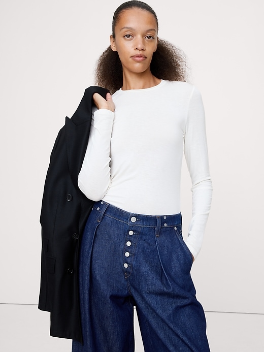 Luxe Wool-Blend Turtleneck T-Shirt