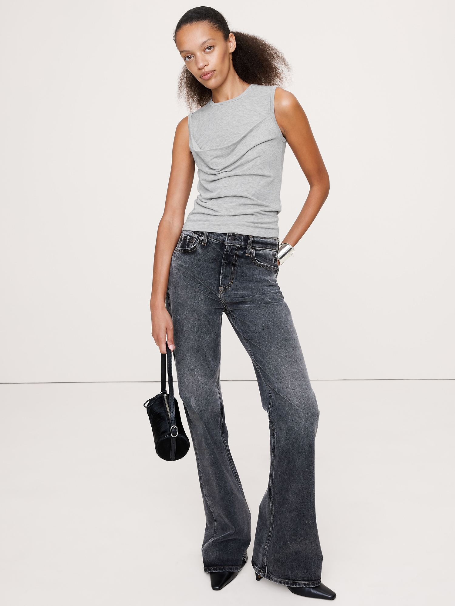Image number 1 showing, Sheer Lyocell-Wool Drape Top