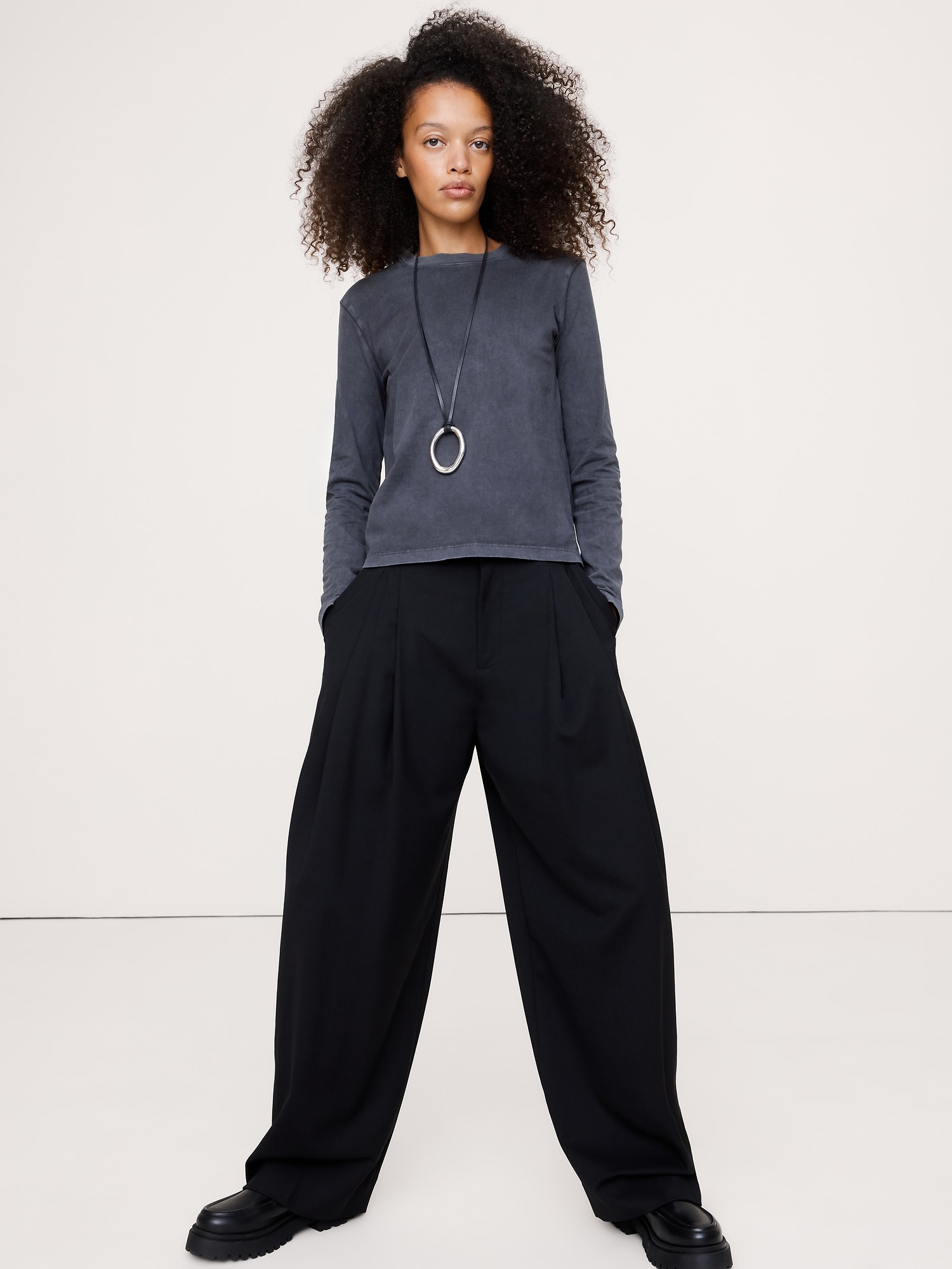 Vintage Cotton Long-Sleeve T-Shirt - Coal Black