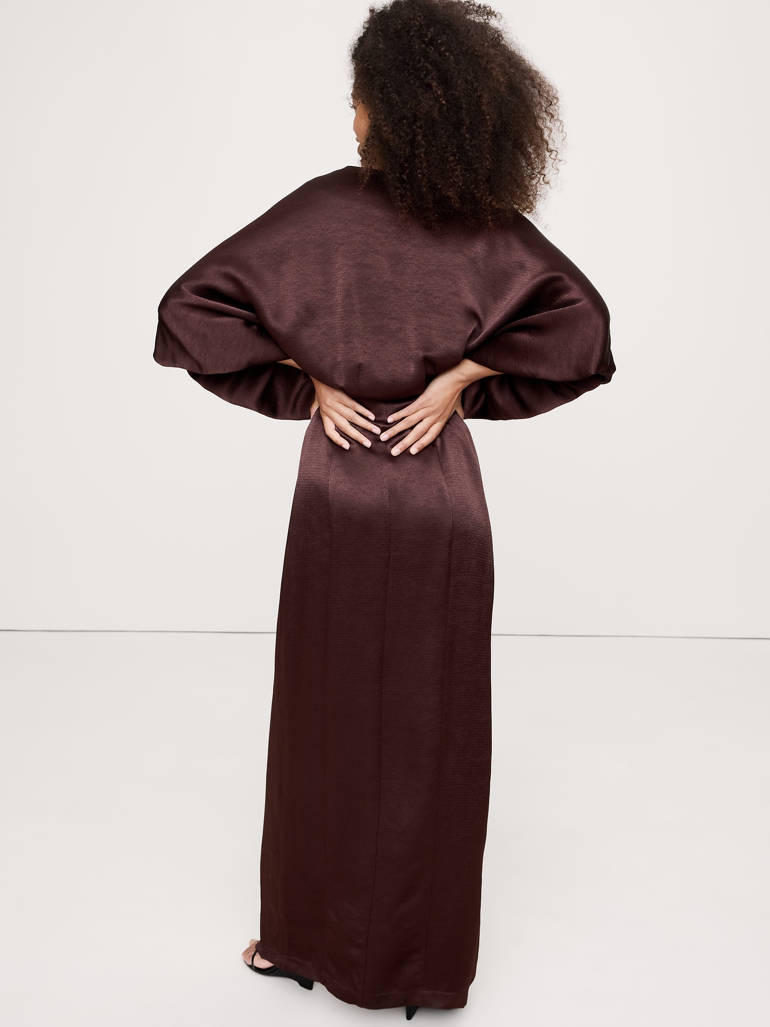 Image number 3 showing, Hammered Satin Wrap Maxi Dress