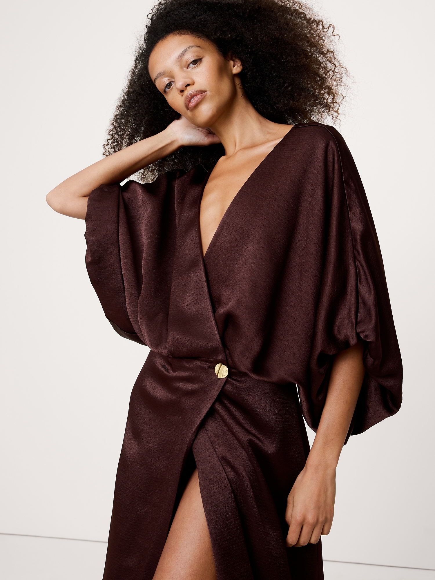Image number 4 showing, Hammered Satin Wrap Maxi Dress