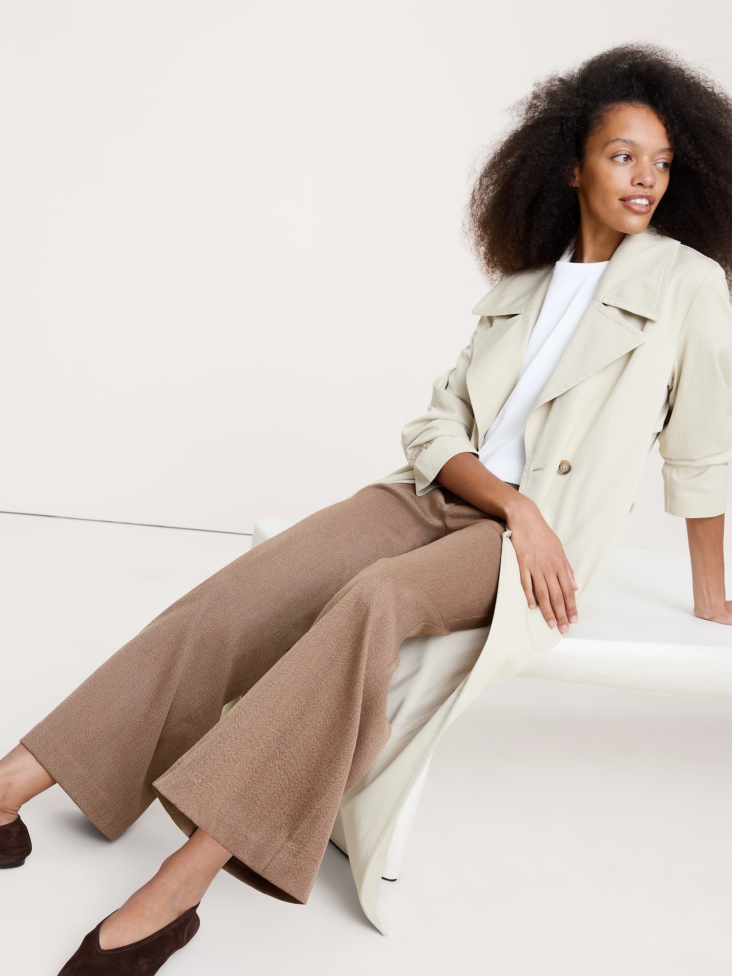 Image number 6 showing, Mid-Rise Flare Italian Twill Pant
