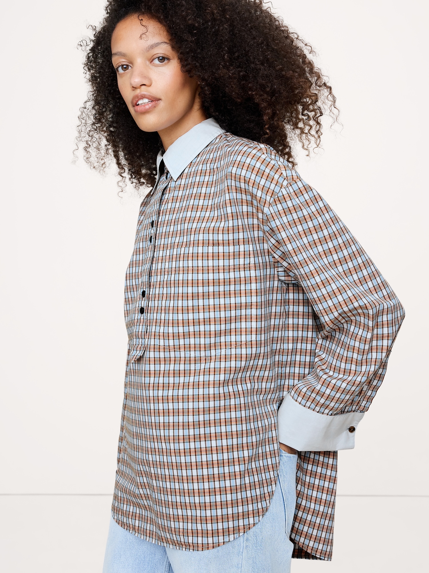 Image number 3 showing, Oversized Cotton Poplin Banker Shirt