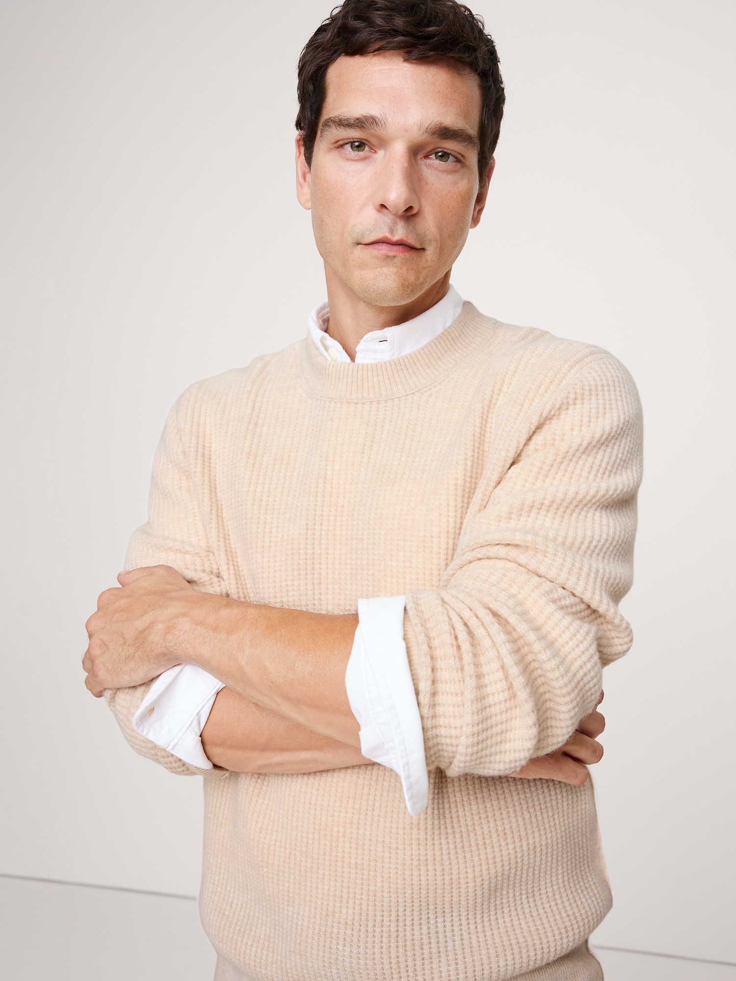 Image number 1 showing, Italian Merino-Cashmere Waffle-Knit Sweater