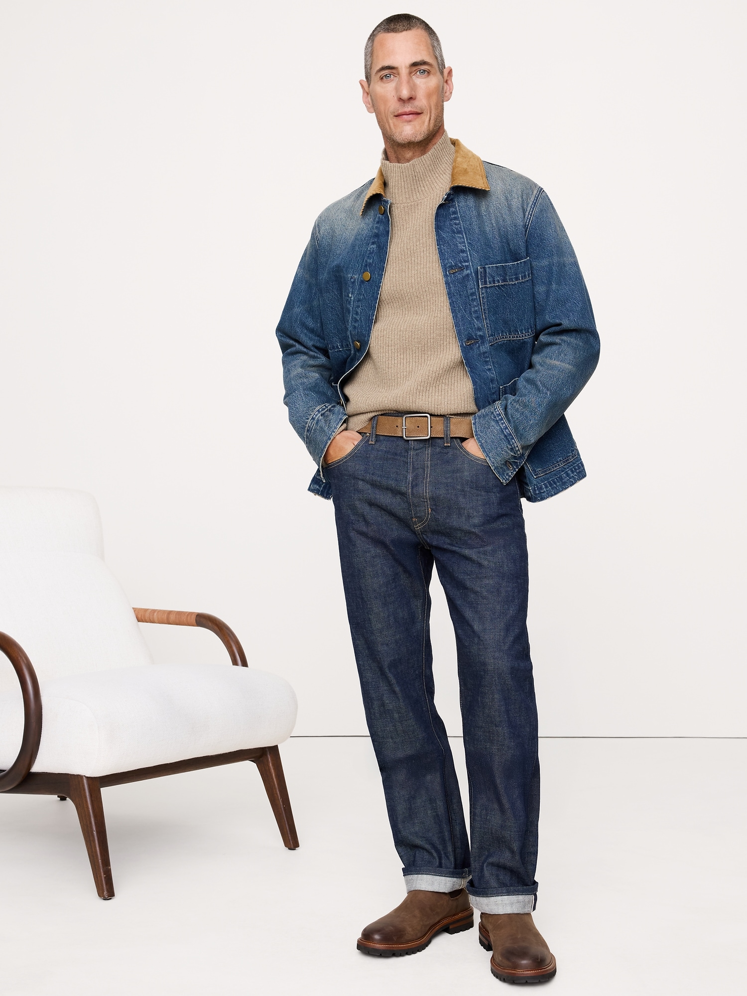 Image number 3 showing, Italian Merino-Blend Mock-Neck Sweater