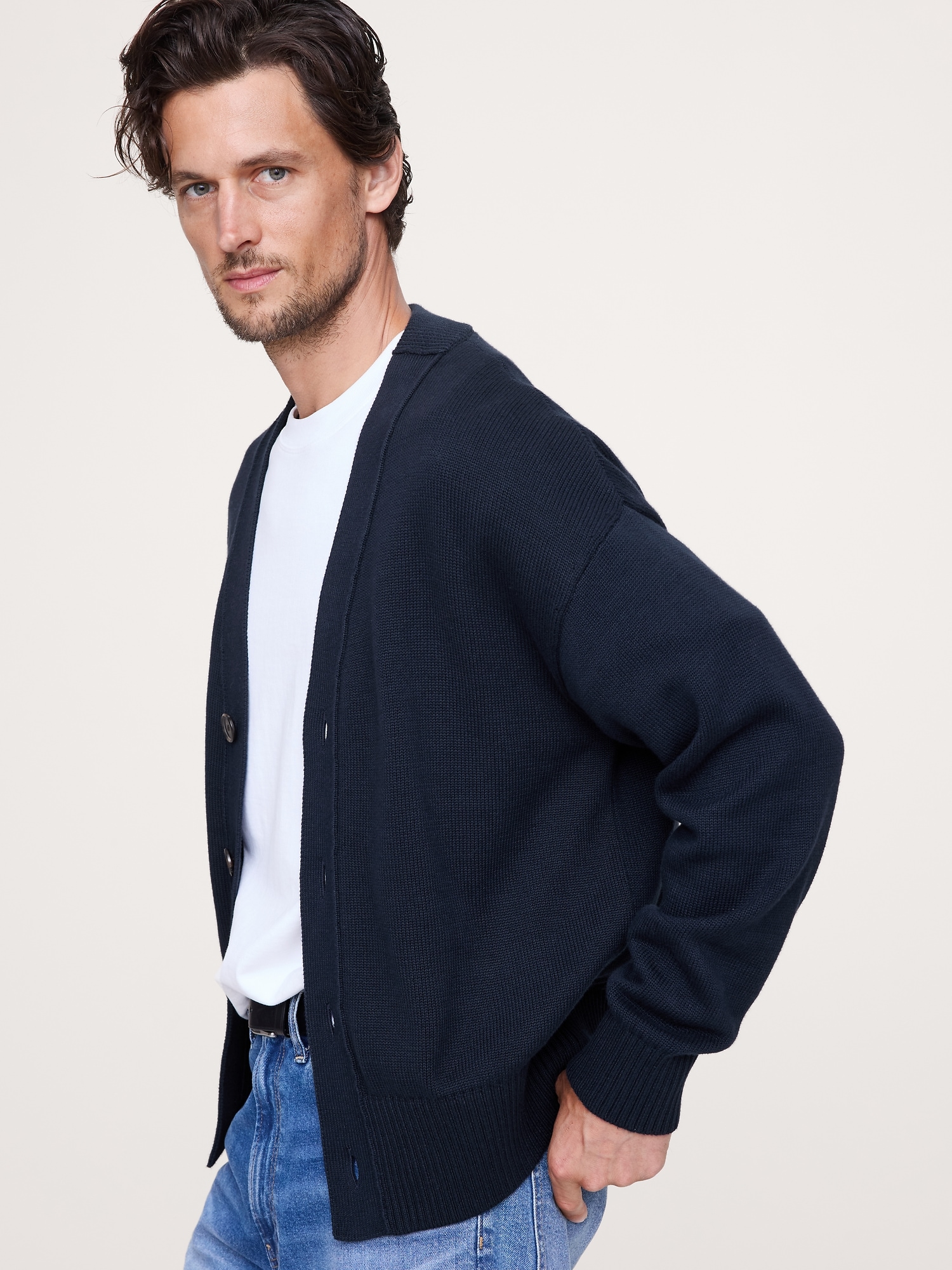 Cotton Cardigan - Navy Blue