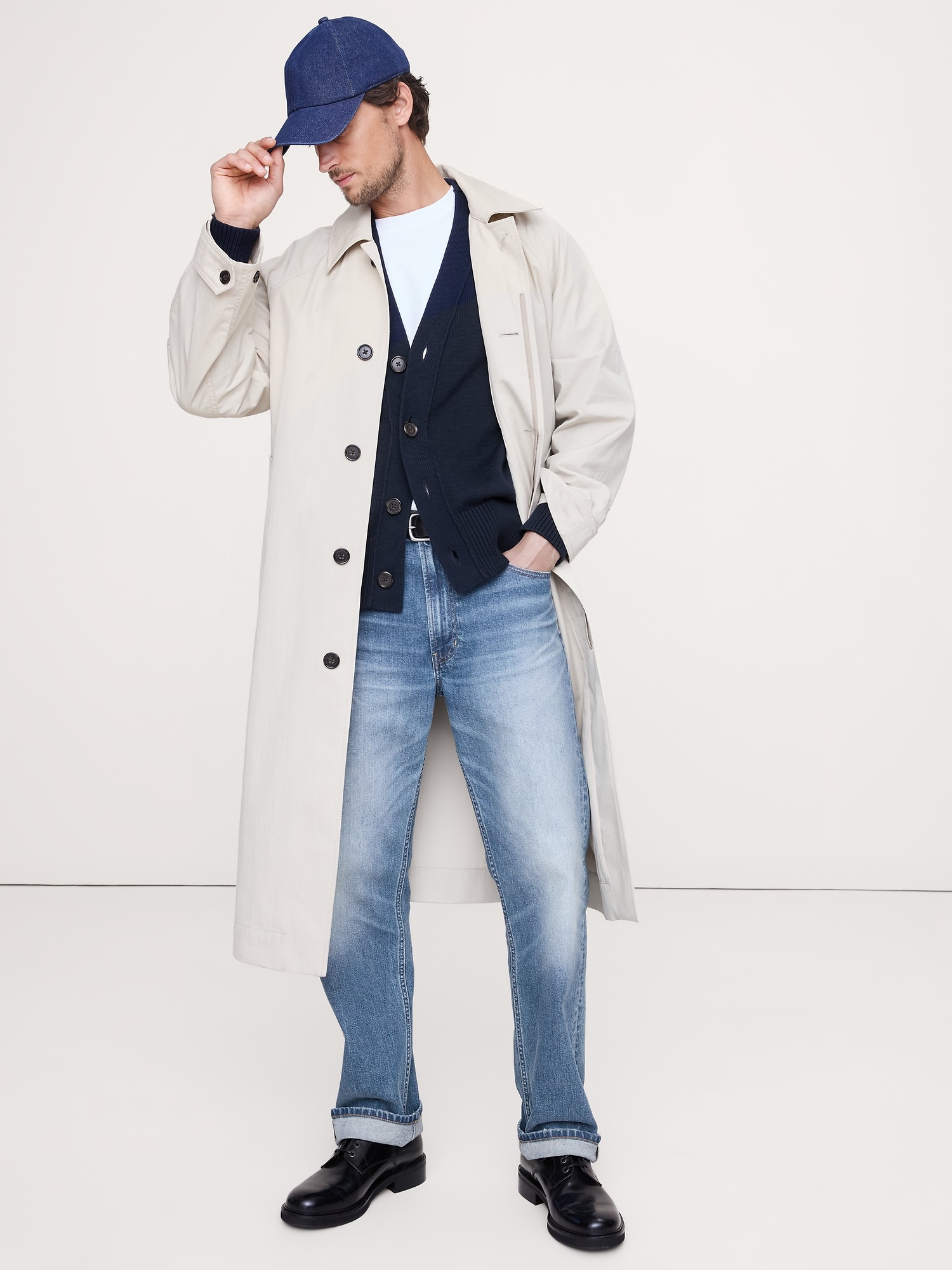 Мужской кардиган Banana Republic Cotton, цвет: Тёмно-синий — фото 3