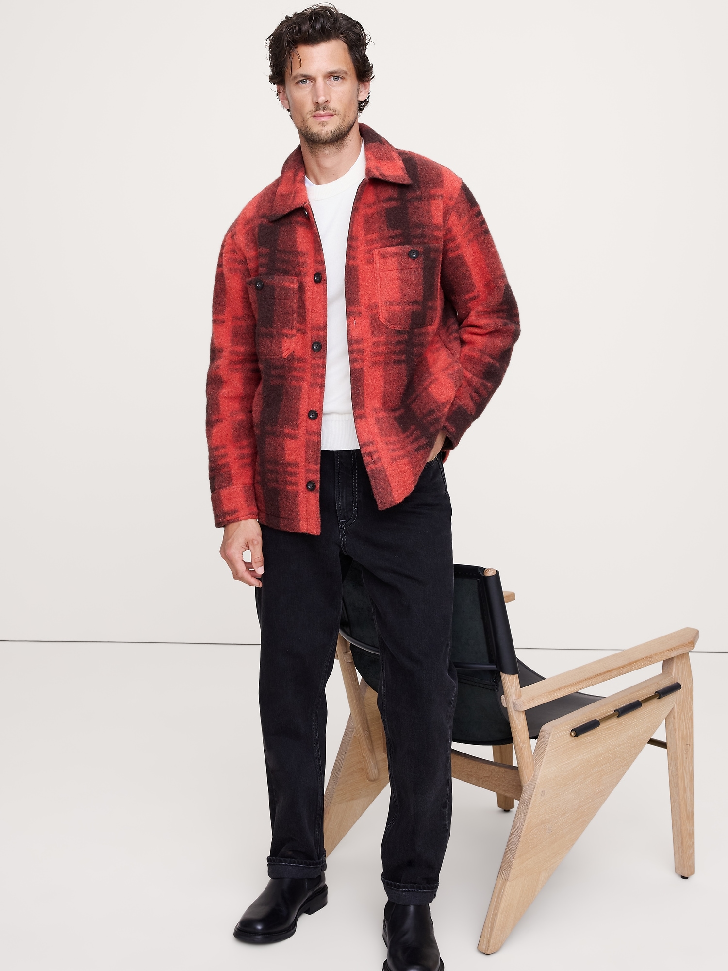 Image number 3 showing, Brushed Wool-Blend Overshirt