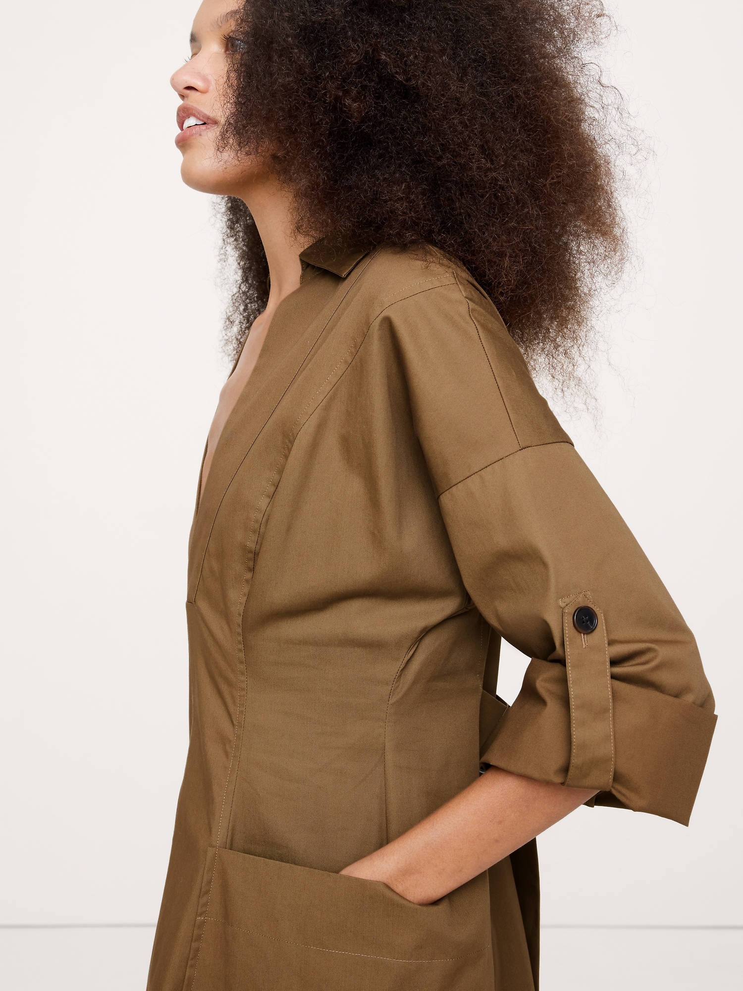 Image number 6 showing, Cotton Twill Long Midi Dress