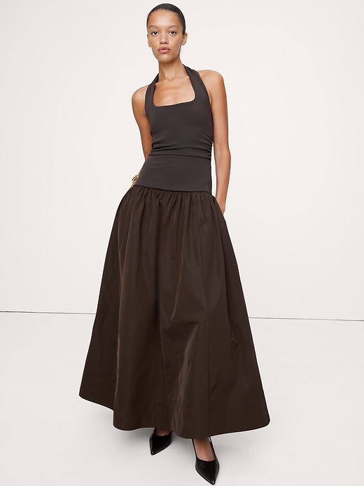Jersey Taffeta Halter Maxi Dress Banana Republic