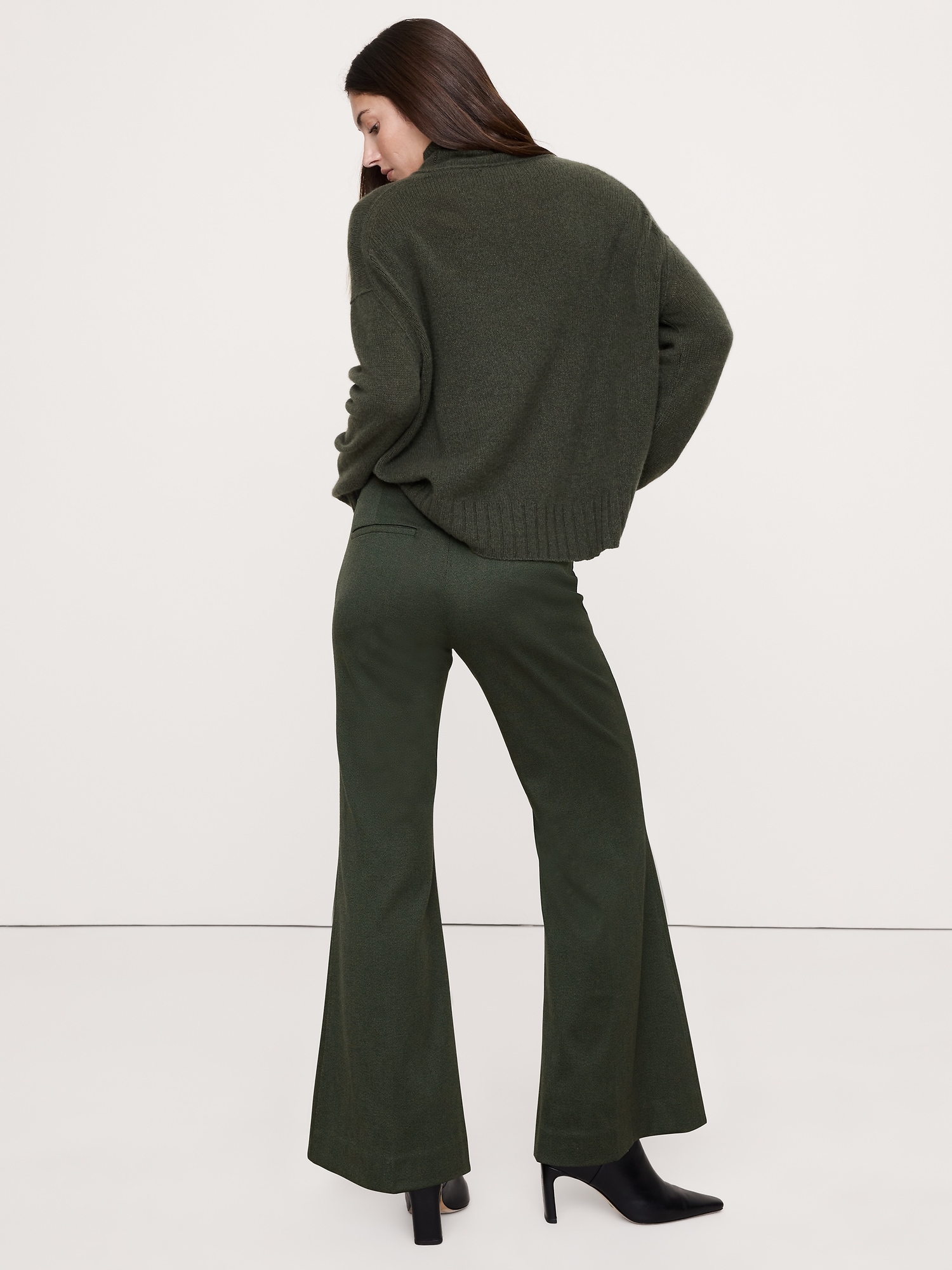 Image number 2 showing, Mid-Rise Flare Italian Twill Pant