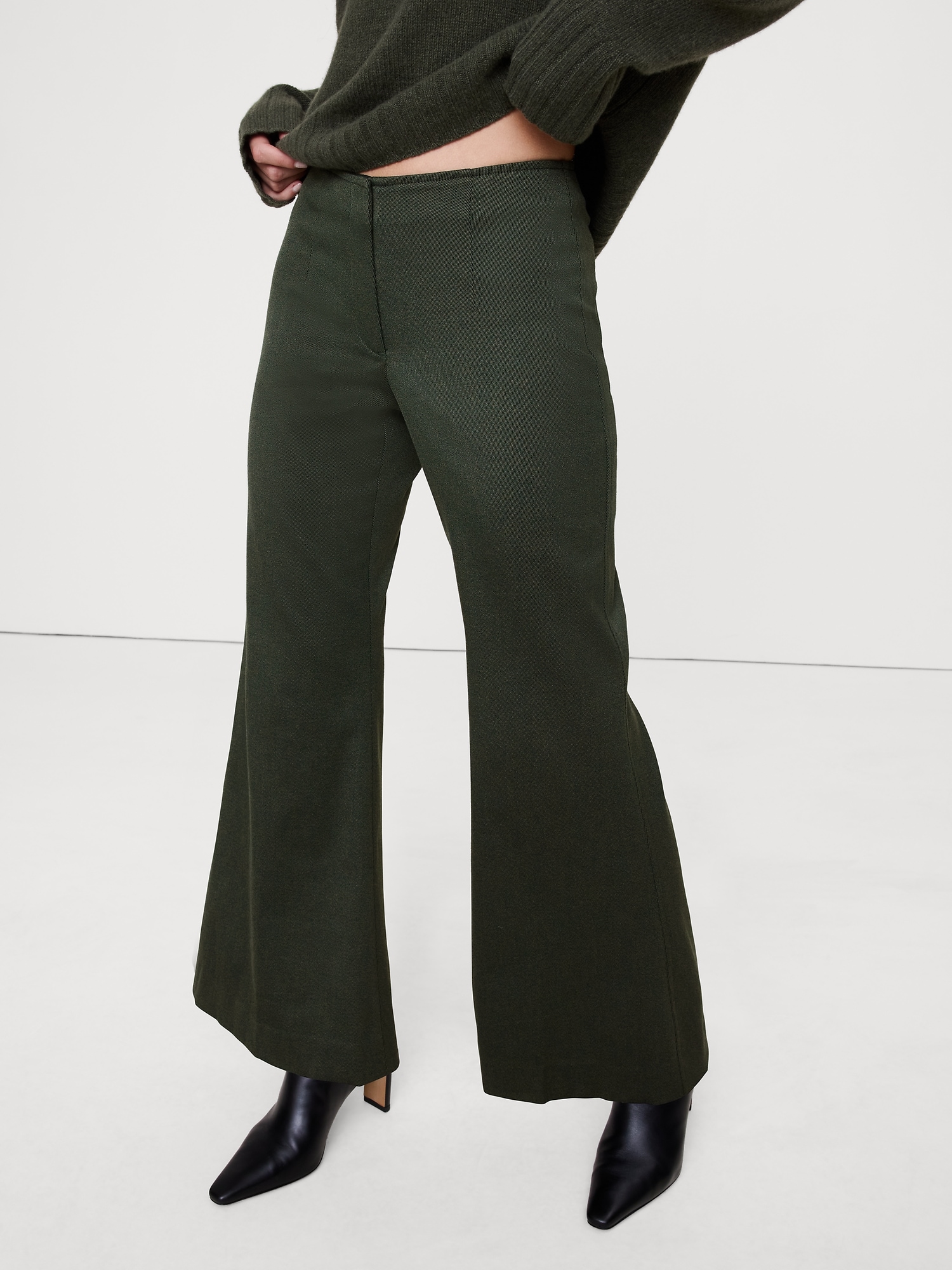 Image number 3 showing, Mid-Rise Flare Italian Twill Pant